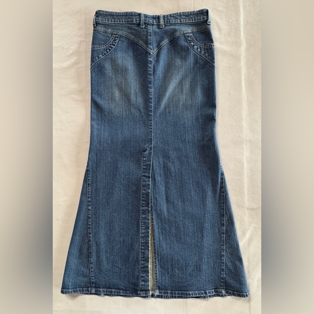 Mermaid Denim Blue Asphalt Maxi Skirt (9) - Picture 5 of 12